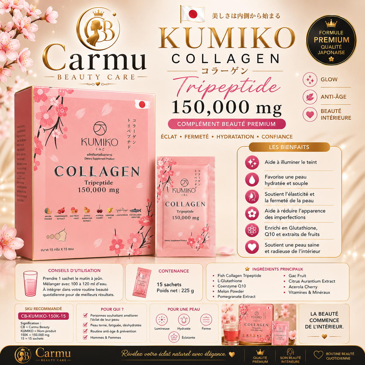 KUMIKO COLLAGEN TRIPEPTIDE 150,000 MG