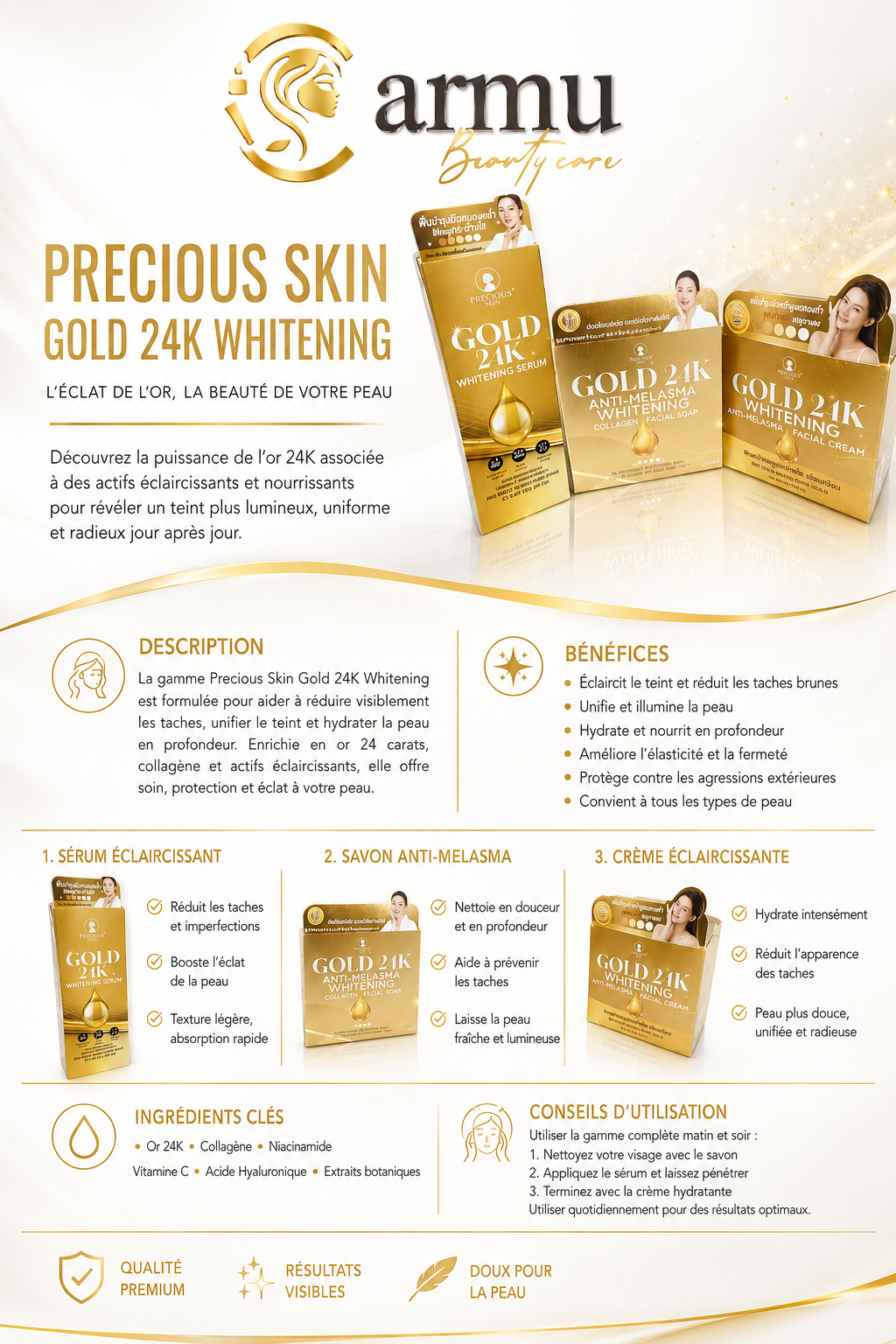 ✨ Kit Precious Skin Gold 24K Whitening ✨