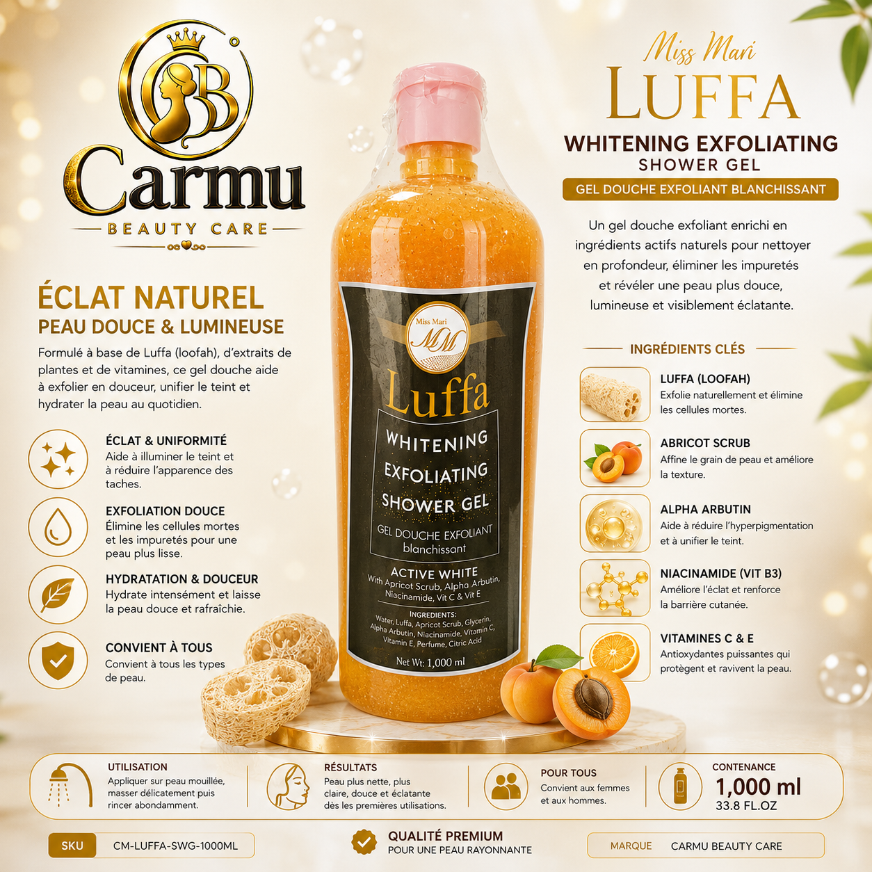 LUFFA WHITENING EXFOLIATING SHOWER GEL