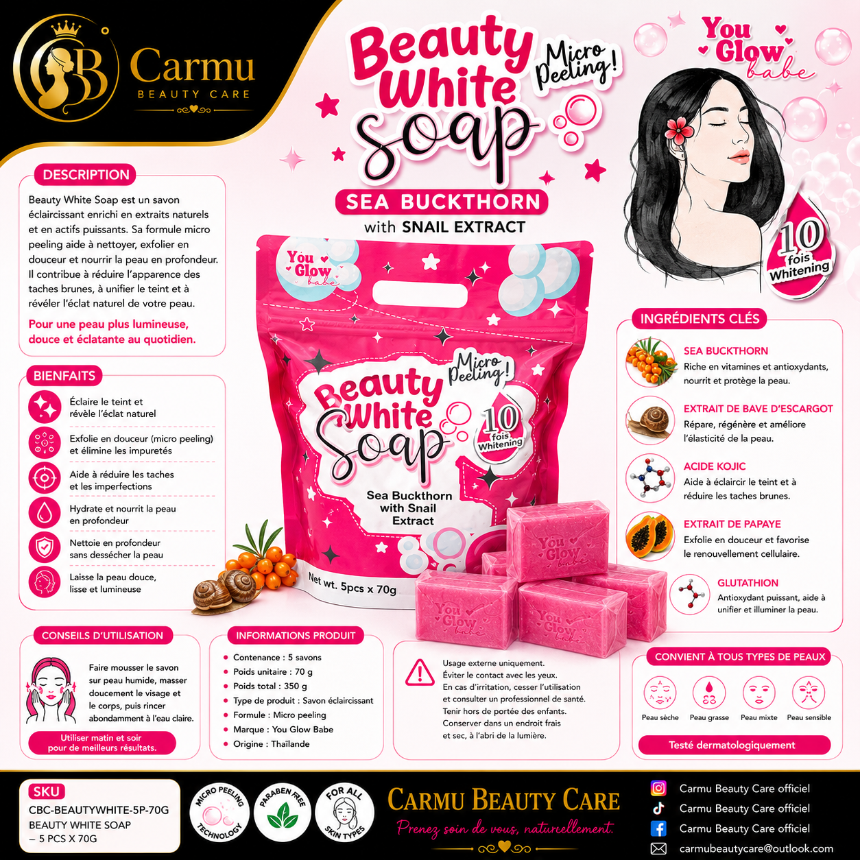 BEAUTY WHITE SOAP – SEA BUCKTHORN WITH SNAIL EXTRACT