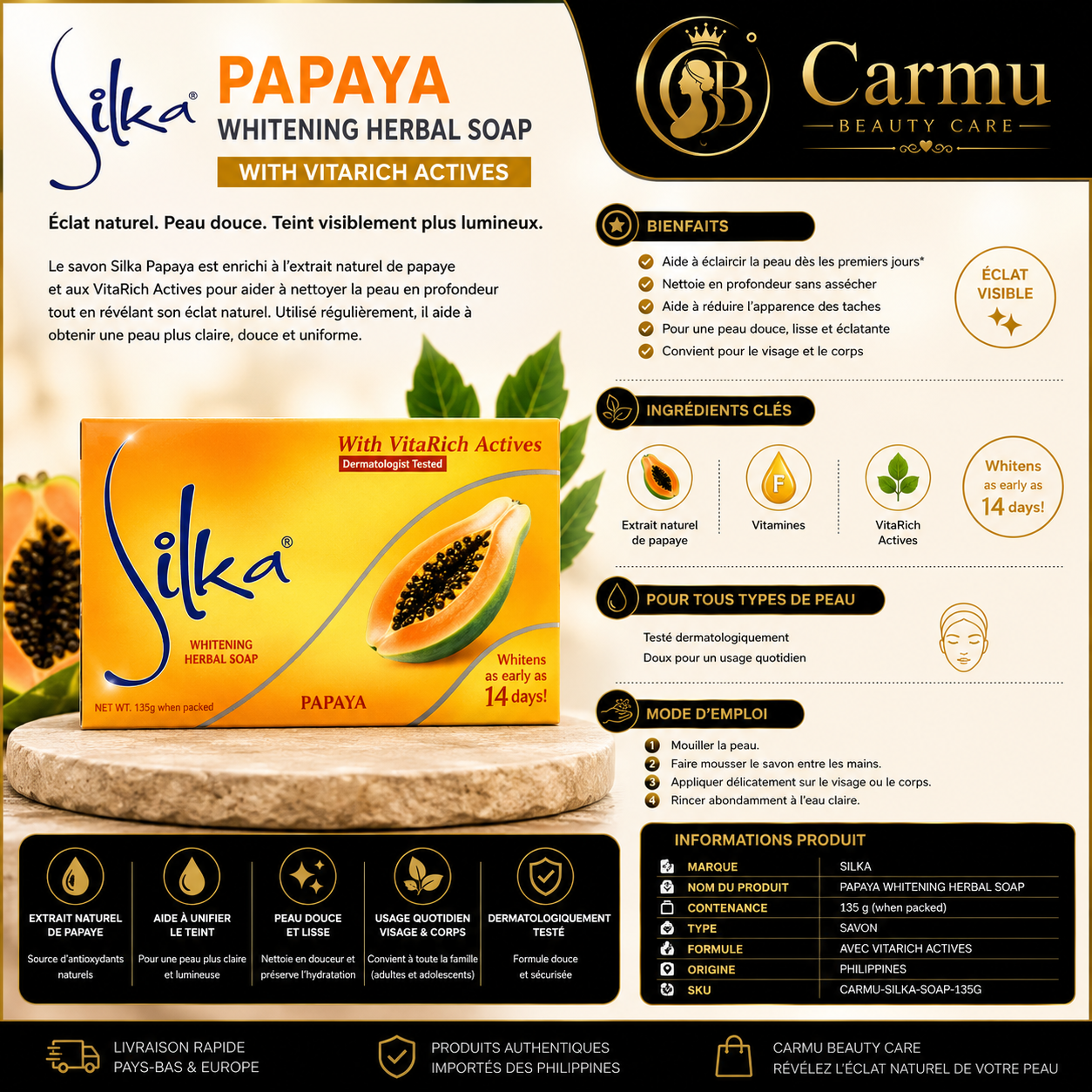 SILKA PAPAYA WHITENING HERBAL SOAP