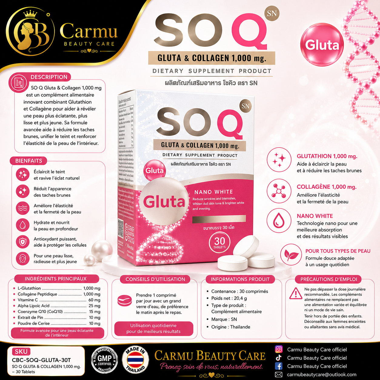 SO Q Gluta & Collagen 1 000 mg