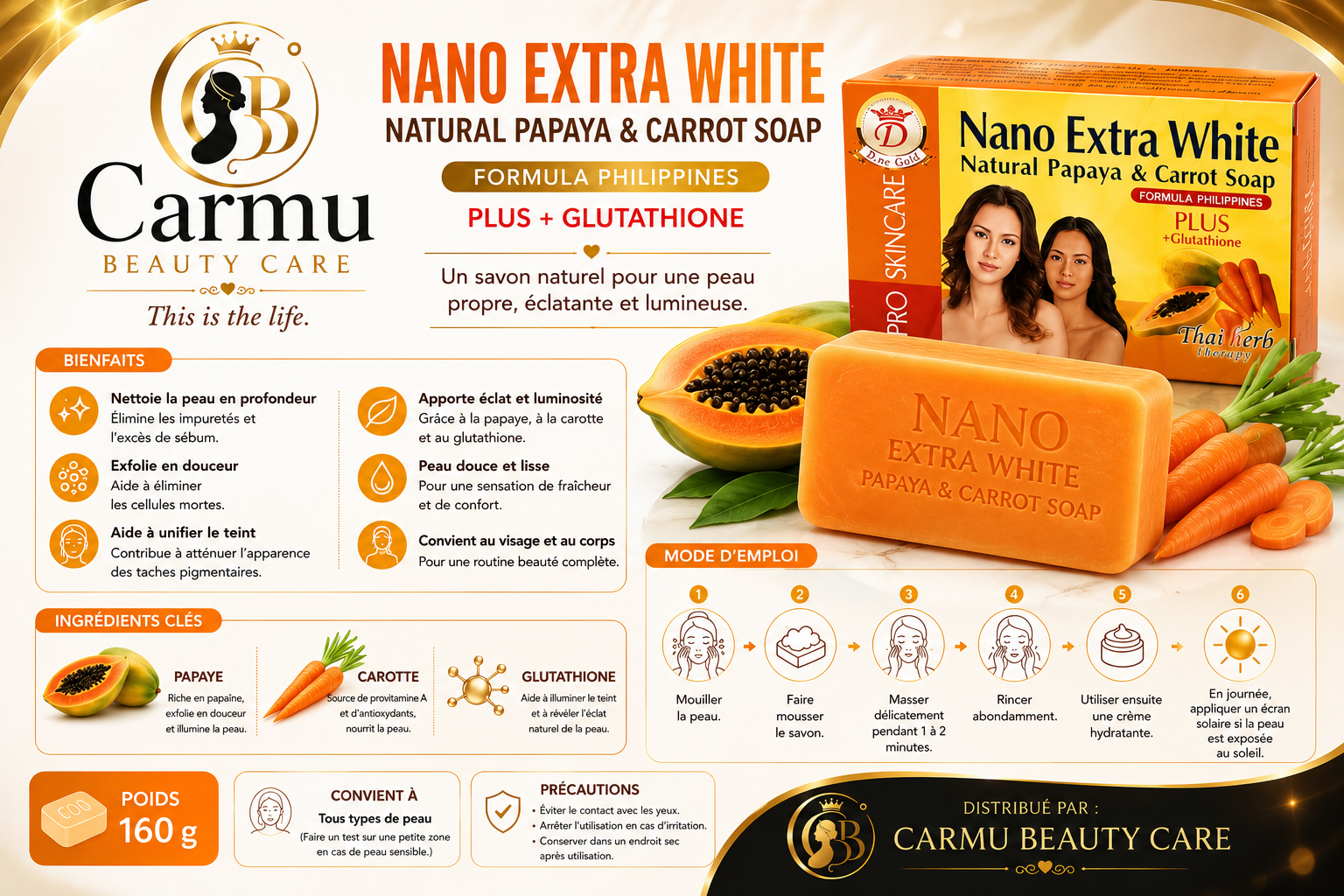 Nano Extra White Papaya & Carrot Soap