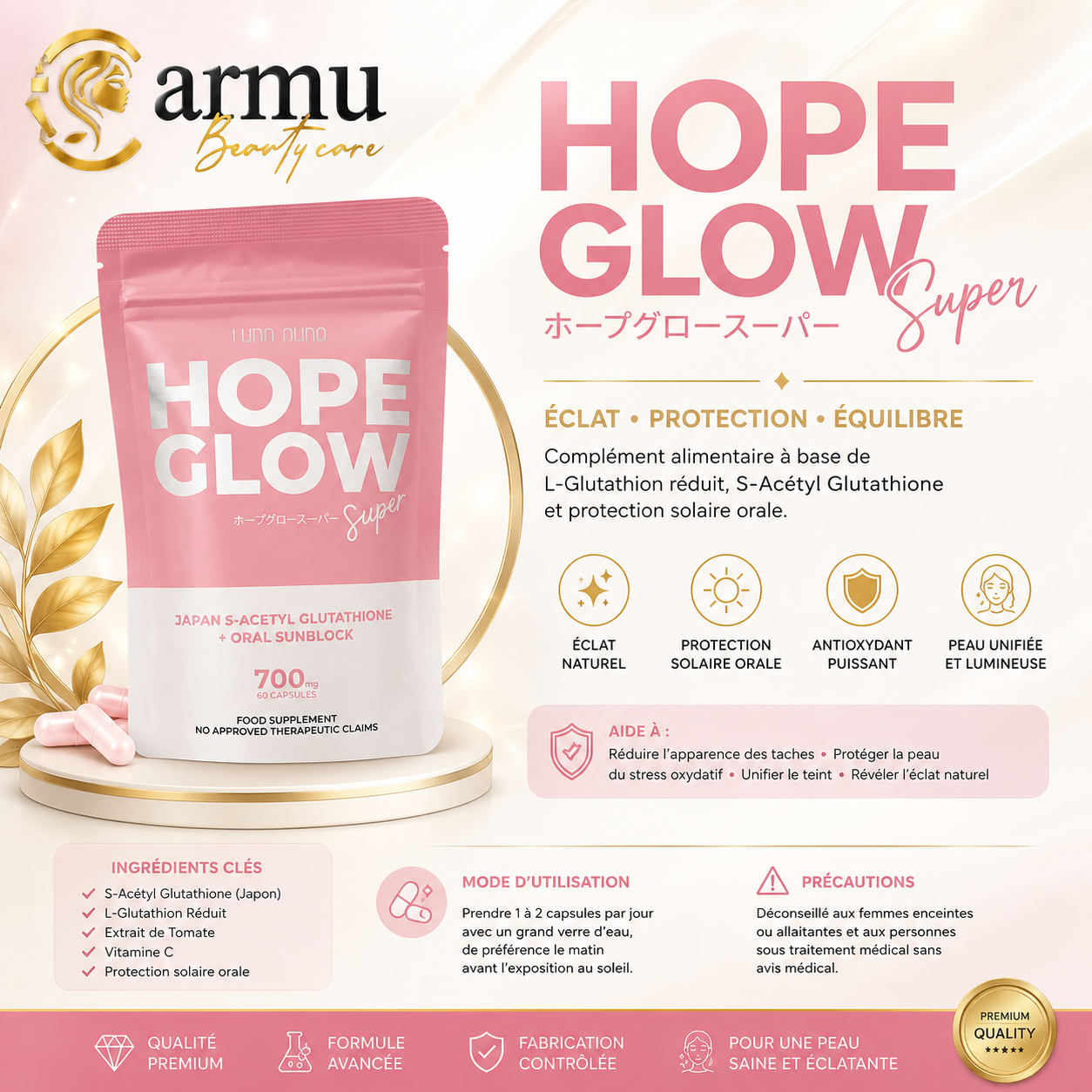 HOPE GLOW Super – Glutathion & Oral Sunblock